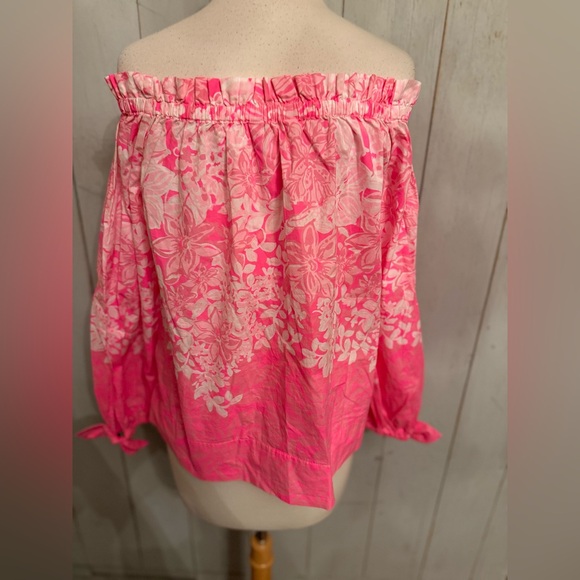 Lilly Pulitzer Jamie Lynn 3/4 Tie Sleeve‎ Off The Shoulder Top Blouse Sz-S NWOT - Picture 9 of 11
